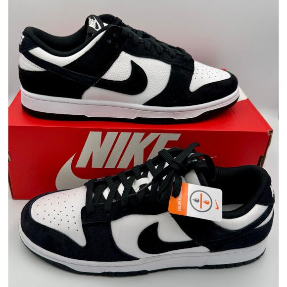 Nike Dunk Low Panda Suede White Black FQ8249-100 Sz 10 # 366